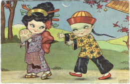 Illustrateur : BORISS, Margret. Couple De Jeunes Chinois. - Boriss, Margret