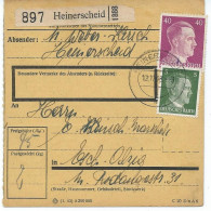 BULLETIN DE COLIS POSTAL 1943 AVEC ETIQUETTE DE HEINERSCHEID - 1940-1944 Deutsche Besatzung