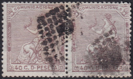 Spain 1873 Sc 196 Espana Ed 136 Pair Used Rombo De Puntos Cancel - Used Stamps