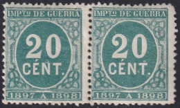 Spain 1897 Sc MR22 Espana Ed 235 War Tax Pair MLH* - Impots De Guerre