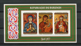 Burundi - 1977 - OCB BL103A Opdruk Surchargé - MNH ** - ND Imperf -  Kerstmis Noël Christmas II Nativity - Cv € 7,25 - Nuevos