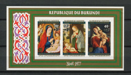 Burundi - 1977 - OCB BL104A PA Opdruk Surchargé - MNH ** - ND Imperf -  Kerstmis Noël Christmas II Nativity - Cv € 7,25 - Nuevos