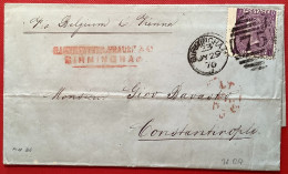 GB BIRMINGHAM 1870 Cover>BRITISH POST OFFICE CONSTANTINOPLE Via Belgium&Wien (Queen Victoria SG109 Turkey Used Abroad - Lettres & Documents