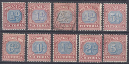 Australia Victoria 1890 Postage Due Mi#1-10 Mint Hinged, 2 D Used - Neufs