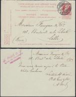 Belgique 1907 -Entier Postal  Sur Carte Postale A/réponse Payée De Bruxelles Vers Lille-France...........(DD) DC-11399 - 1931-1934 Képi