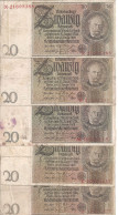 ALLEMAGNE 20 REICHMARK 1929 VF P 181 ( 5 Billets ) - 20 Mark