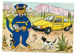 Illustrateur  J. BOURDILLON---" Rencontre  "- Facteur, Voiture,lettres,chien,chat - Other & Unclassified