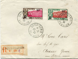 REUNION LETTRE RECOMMANDEE DEPART SAINT-DENIS 30-7-33 REUNION POUR LA FRANCE - Cartas & Documentos