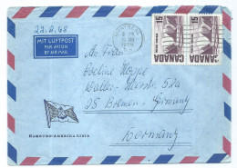 Air Mail Cover : Hamburg - Amerika Linie,canceled 1968 Montreal Canada. Via Bremen Germany - Lettres & Documents