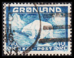 1946. Christian X And Polar Bear. 40 Øre Blue. WITH UNUSUAL AMERICAN NAVY CANCEL  1946. (Michel 27) - JF530823 - Used Stamps