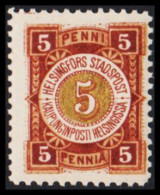 1880. HELSINGFORS STADSPOST 5 PENNI. Superb Stamp Hinged.  - JF530826 - Emissions Locales