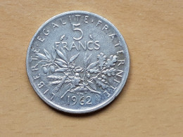 5 FRANCS SEMEUSE ARGENT ANNEE 1962 - 100 Francs