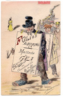 FOLIES BARROLINES MATINEE DE GALA CONSERVATOIRE DE THOM THIEN 1906  -   DESSIN PASTEL REALISE SUR CARTE POSTALE SIGNEE - Pastell