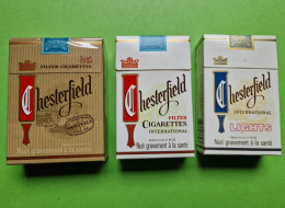 Lot 3 Anciens PAQUETS De CIGARETTES Vide - CHESTERFIELD - Vers 1980 - Zigarettenetuis (leer)