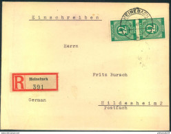 1946, Einschreiben Ab "HEINEBACH 6.6.46 Mit Senkrechtem Paar 42 Pfg. Ziffer Nach Heidelberg, - Autres & Non Classés