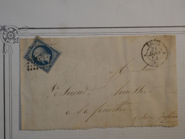 AX 19 FRANCE  LETTRE DEVANT 21 JANV. 1854 NEUFCHATEL A LAFEUILLIE + NAPOLEON  N°10 +AFFRANC. PLAISANT+ - 1852 Louis-Napoleon