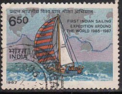 India Used 1987, Indian Army Round The World Yacht Journey, Route Map, (sample Image) - Used Stamps