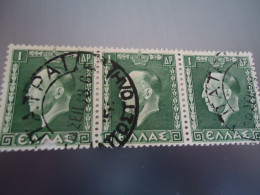 GREECE  USED   STAMPS   3 SE TENANT      POSTMARK   PATRA 1938 KINGS - Used Stamps