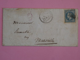 AU 21 FRANCE BELLE LETTRE   1869 A MARSEILLE + NAPOLEON N° 29 +inconnu Adresse+ A VOIR  +AFFRANC. INTERESSANT+ - 1863-1870 Napoléon III Con Laureles