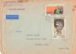 LETTRE. COVER. CZECHOSLOVAKIA. PAR AVION.. PRAHA TO ARGENTINA - Briefe U. Dokumente