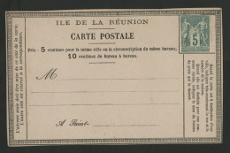 Carte Précurseur REUNION Neuve Préaffranchie Colonies Générales N° 31 5 Ct Vert Sage Non Dentelé - Lettres & Documents