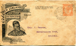 Queensland Australia 1902 New Zealand Insurance Co Ltd (Fire, Marine) - 1d Private Printed Stationery Envelope Cover - Cartas & Documentos