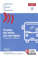 Guide Horaire / Timetable - Cars Régionaux Nouvelle Aquitaine - Ligne 12 Barbezieux-Angoulême - 09-2021 à 08-2022 - Europa