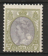 1899-1921 Wilhelmina 20c Geelgroen En Grijs NVPH 69  MLH*/** - Ungebraucht