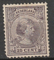 1891-1894 Wilhelmina 25 Ct NVPH 42 Unused, See Description. Cat. € 150,- - Unused Stamps