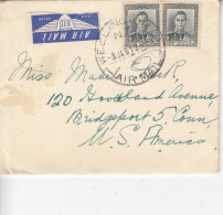 Env.  Affr. NEW ZEALAND 287 X  2  Obl. WELLINGTON Du 3.JA. 1952  Adressée à BRIDGEPORT (CONN) USA - Lettres & Documents