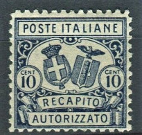 REGNO 1928 RECAPITO AUTORIZZATO SASSONE N. 1  DENT. 11** MNH - Poste Pneumatique