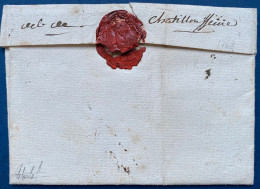 Lettre 1768 Marque LANGRES + Taxe 6 + Au Dos " Deb De Chatillon S Seine " (Lenain N°7 Indice 19) Pour GRANCEY RR Signé - ....-1700: Precursors