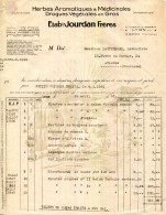 FACTURE.LYON.HERBES AROMATIQUES & MEDICINALES.DROGUES VEGETALES.Ets.JOURDAN FRERES 5 CHEMIN SAINT ROMAIN. - Chemist's (drugstore) & Perfumery