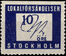 SUÈDE / SWEDEN - Local Post STOCKHOLM 10öre Blue Imperf At Top - Mint* - Local Post Stamps