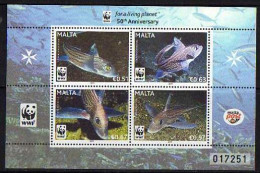 Ref. M1-V2011-5 MALTA 2011 - 50 YEARS OF WWFSOUVENIR SHEET MINT MNH, FISH 4V - Other & Unclassified