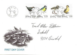 Norge Norway 1980 Birds, Eurasian Oystercatcher,Mallard, White-throated Dipper, Great Tit,  Mi  811-814, FDC - Lettres & Documents