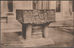 Font, Winchester Cathedral, Hampshire, C.1920 - Frith's Postcard - Winchester