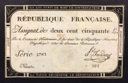 Francia France Assignat De 250 LIVRES 28 SETTEMBRE 1793 7 VENDÉMIAIRE Lotto.1643 - ...-1889 Tijdens De XIXde In Omloop