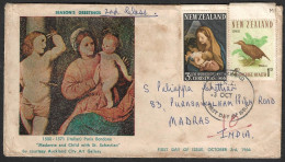 Madonna With Child Painting St Sebastian,Auckland City Art Gallery ,Paris Bordone, FDC New Zealand 1966 To India (**) - Briefe U. Dokumente