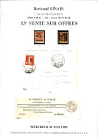 VENTES SINAIS 1989 CATALOGUE 13e VENTE SUR OFFRES 24/5/1989 - Catalogi Van Veilinghuizen