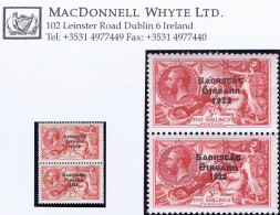 Ireland 1927 Composite Dates Saorstat 3-line Ovpt 5s "Wide & Narrow" Vertical Pair Fresh Mint Unmounted - Unused Stamps