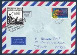 LETTRE GREVE POSTALE BASTIA 1995 VIGNETTE TRANSPORT PRIVÉ CORSE CONTINENT + TIMBRE SIDA Pour PARIS AIR FRANCE AGENCE - Documenten