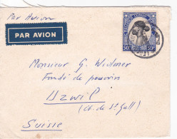 B01-422 247 Outremer Et Noir Sur Enveloppe Par Avion Congo Belge Léopoldville Vers Suisse - 1884-1894