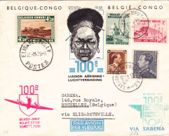 B01-422 Belgique Congo 100e Liaison Aérienne Sabena 20-11-1938 Avion Via Elisabethville Sabena - ....-1951