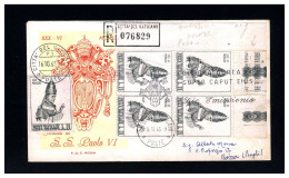 VATICANO - FDC 1963 - INCORONAZIONE PAPA PAOLO VI - Quartina - ERRORE NELLA BANDELLA LATERALE - Abarten