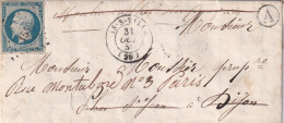 France N°10 Oblitéré PC 1540 Is S/Tille Boite A Gemeaux 1853 - Lettre - TB - 1852 Louis-Napoleon
