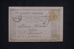 FRANCE - Cérès 15ct Sur Carte Précurseur De St Etienne Pour St Chamond En 1873 - L 142771 - Cartes Précurseurs