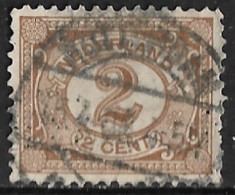 Perfin NASM (Nederlandsch-Amerikaansche Stoonvaartmaatschappij Te Rotterdam) In 1899 Cijfer 2 Ct Bruin NVPH 54 - Gezähnt (perforiert)