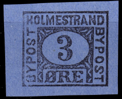 NORVÈGE / NORWAY - Local Post HOLMESTRAND 3øre Grey On Blue Reprint - No Gum - Emissions Locales