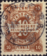 FINLANDE / FINLAND - Local Post HELSINGFOR (Helsinki) 10p Brown/light-grey (1886) - VF Used - Local Post Stamps